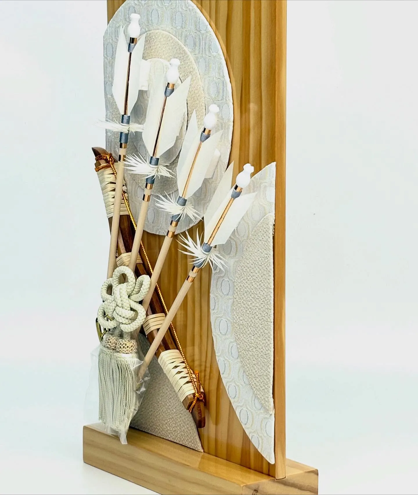 新作　衝立飾り破魔弓　茶　白